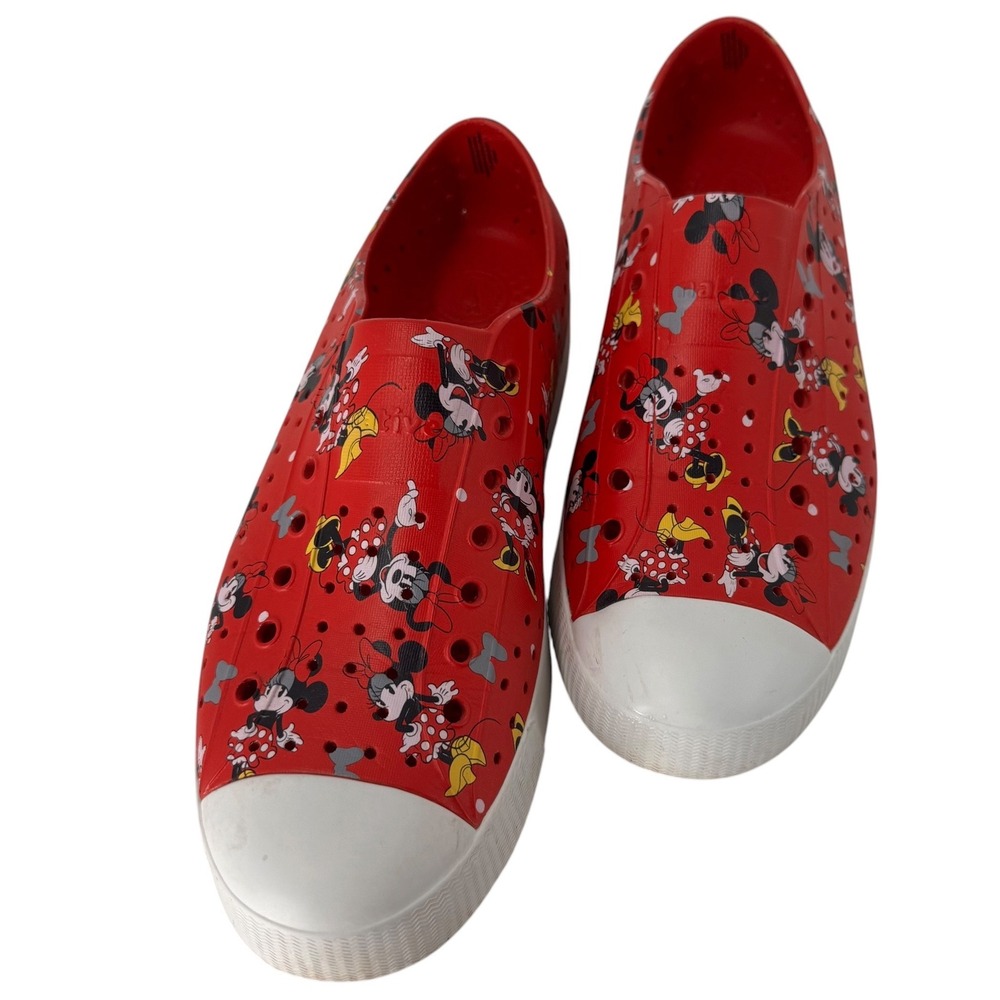 Native Jefferson Disney Minnie Mouse Red Slip On Sneakers Mens 9 Womens 11